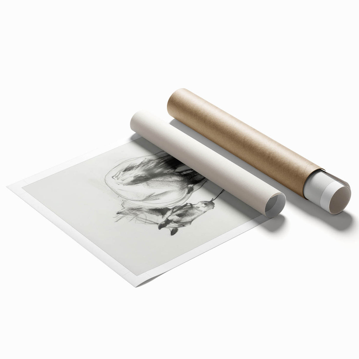 Rolled canvas print showcasing a vibrant animal-themed design with intricate details, featuring bright colors and a textured finish, securely packaged in a protective cardboard tube.