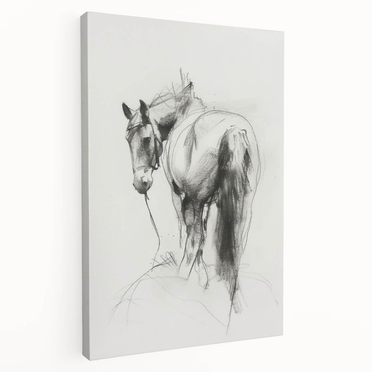 Stretched canvas artwork showcasing a vibrant animal design, side view highlighting its textured finish and deep gallery edges, perfect for modern home decor.