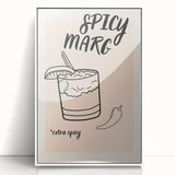 Mid-century modernist art featuring stylized food and drink motifs in pastel shades on a white acrylic framed poster.