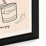 Extra large black wall art featuring colorful, textured food and drink motifs on a framed canvas.