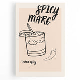 Large black and white stretched canvas featuring assorted kitchen utensils, ideal for kitchen wall art.