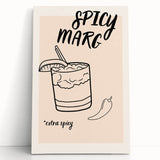 Large black and white stretched canvas featuring a minimalist food and drink design, ideal for kitchen wall art.