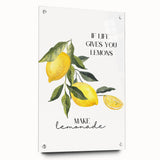 Acrylic glass print of assorted fruits in vibrant colors, suitable for dining room decor.