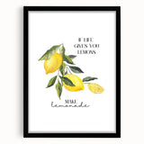 Extra large abstract art print featuring vibrant, colorful fruits on textured canvas, framed in black.