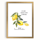 Extra large abstract art print featuring textured fruits in vibrant colors on a gold-framed canvas.