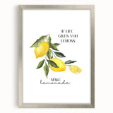 Textured art print of abstract fruits in muted earth tones, framed in silver, ideal for bedroom wall decor.