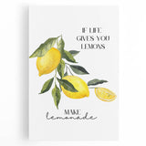 Large black and white canvas of assorted fruits, ideal for kitchen wall art.