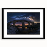 Black landscape bridge frame with a white mat, showcasing a sleek front view design. Ideal for accentuating artwork or photographs in modern decor settings.