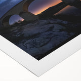 Rolled canvas artwork showcasing a vibrant landscape bridge design, featuring rich colors and intricate details, ideal for enhancing modern home decor.