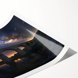 Landscape bridge rolled print showcasing intricate designs and vibrant colors, elegantly packaged in a protective cardboard tube for art enthusiasts and collectors.