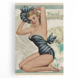 Retro Travel America Poster – Vintage Pin-Up Art Print
