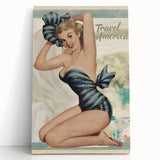 Retro Travel America Poster – Vintage Pin-Up Art Print