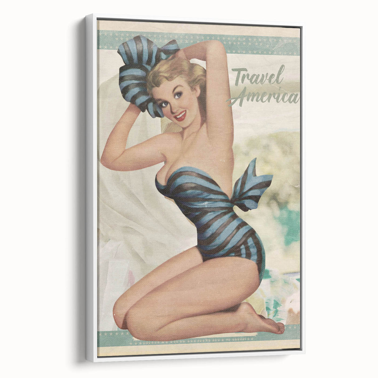 Retro Travel America Poster – Vintage Pin-Up Art Print