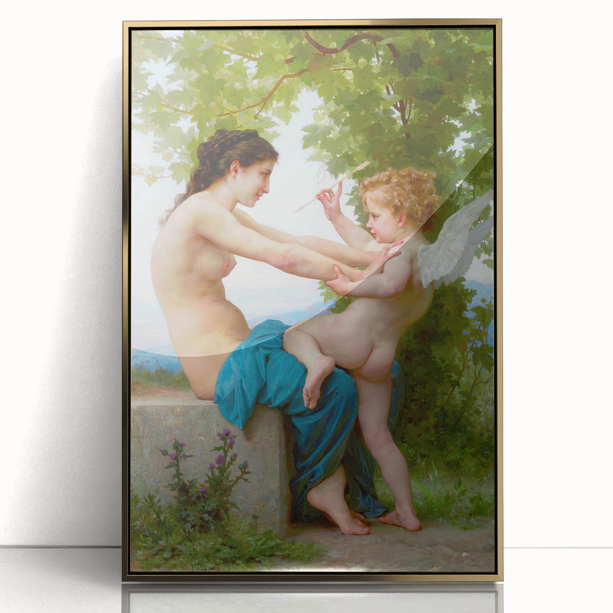 A Young Girl Defending Herself against Eros - Bouguereau Classical Art Print
