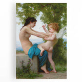 A Young Girl Defending Herself against Eros - Bouguereau Classical Art Print
