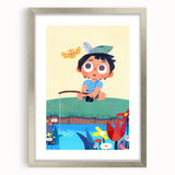 Fishing Boy Adventure - Boys Room Wall Art Kids Wall Art Prints