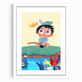 Fishing Boy Adventure - Boys Room Wall Art Kids Wall Art Prints