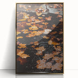 Large art print of a mid-century modernist fall scene in gold tones on acrylic, ideal for modern nursery wall decor.