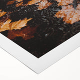 Art deco poster featuring an autumnal scene with warm orange and brown tones on rolled canvas.