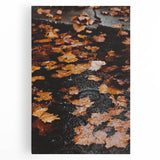 Large black and white abstract design on stretched canvas, depicting a fall scene, suitable for kitchen wall art.