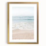 Extra large abstract art print featuring textured swirls in gold and cream tones, mounted in a gold frame.