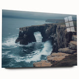 Acrylic glass artwork depicting stunning cliffs and landscapes in vibrant colors, showcasing a side view with intricate details and no visible pins, perfect for modern decor.