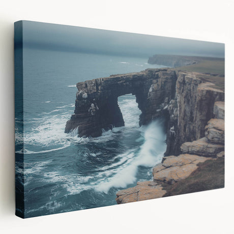 Stretched canvas artwork showcasing a breathtaking landscape with towering cliffs and vibrant colors, perfect for enhancing any modern home decor.