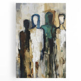 Abstract figurative stretched canvas artwork showcasing vibrant colors and dynamic shapes, perfect for modern home decor. Ideal for adding a contemporary touch to any room.