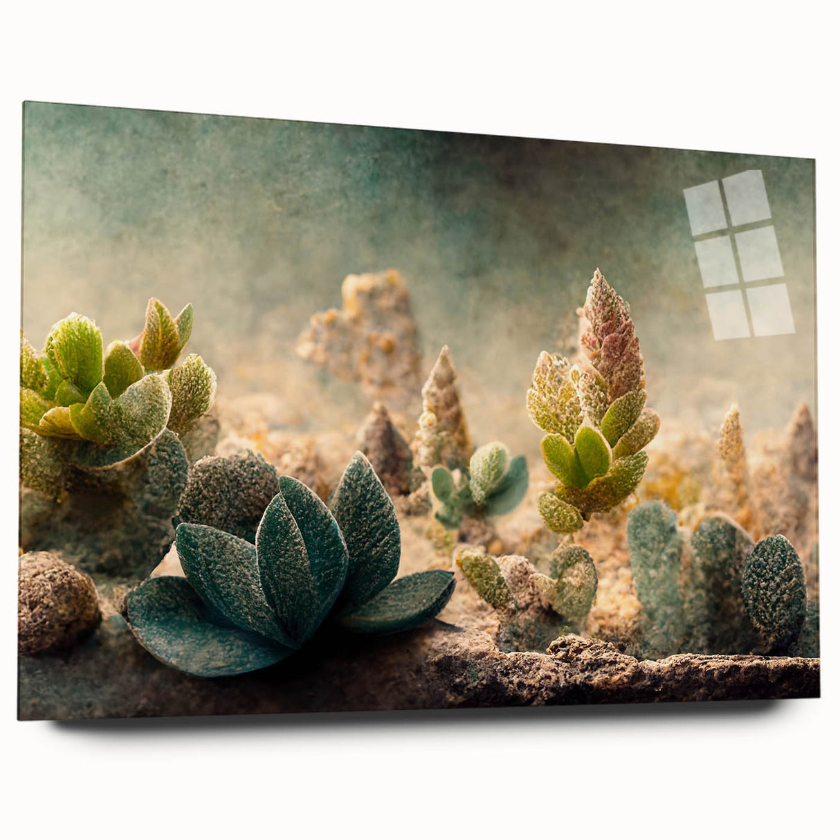 Abstract floral wall art displayed in a side view, showcasing vibrant colors and intricate patterns on acrylic glass, perfect for modern home decor.