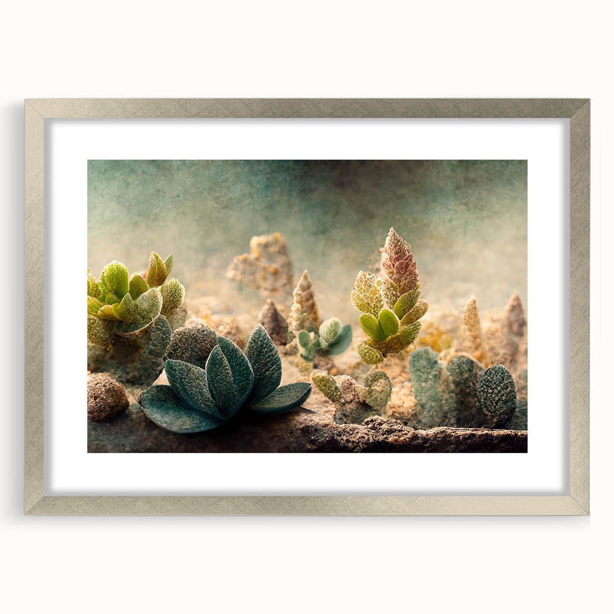 Abstract floral wall art print in a silver frame, showcasing vibrant colors and intricate designs, perfect for enhancing modern home decor.