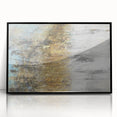 Framed abstract landscape wall art in black acrylic showcasing vibrant colors and fluid shapes, perfect for modern home decor, enhancing any interior space.