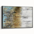 Abstract landscape wall art framed canvas featuring a modern design with vibrant colors and intricate patterns, displayed in a sleek black frame, ideal for contemporary decor.