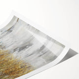 Colorful abstract landscapes wall art print showcasing vibrant hues of blue, orange, and green, ideal for modern home decor, elegantly rolled and ready for framing.