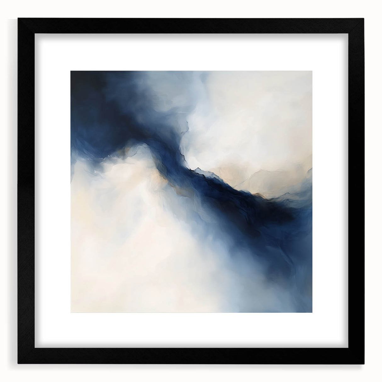 Modern Abstract Wall Art – Blue Beige Flow for Contemporary Decor