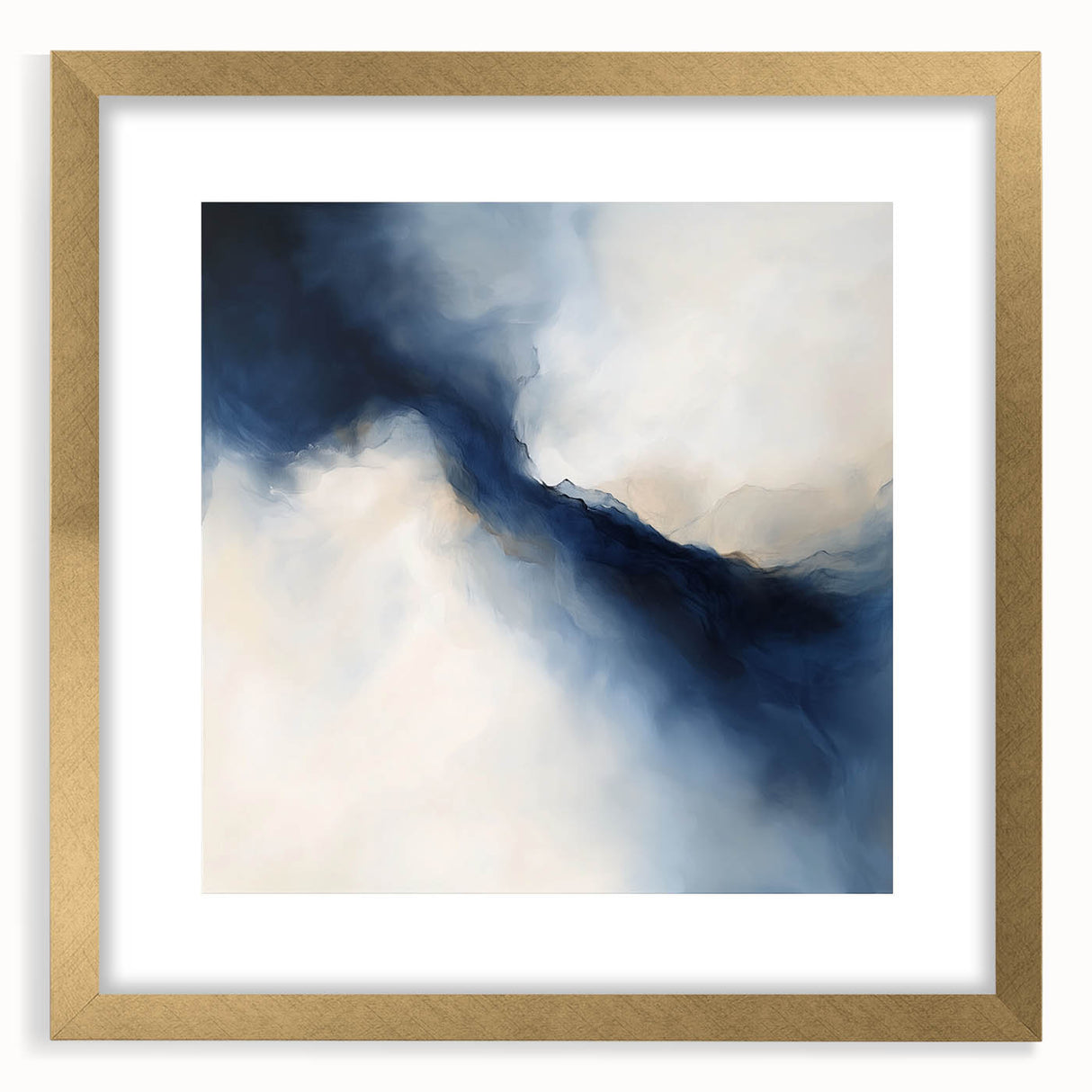 Modern Abstract Wall Art – Blue Beige Flow for Contemporary Decor