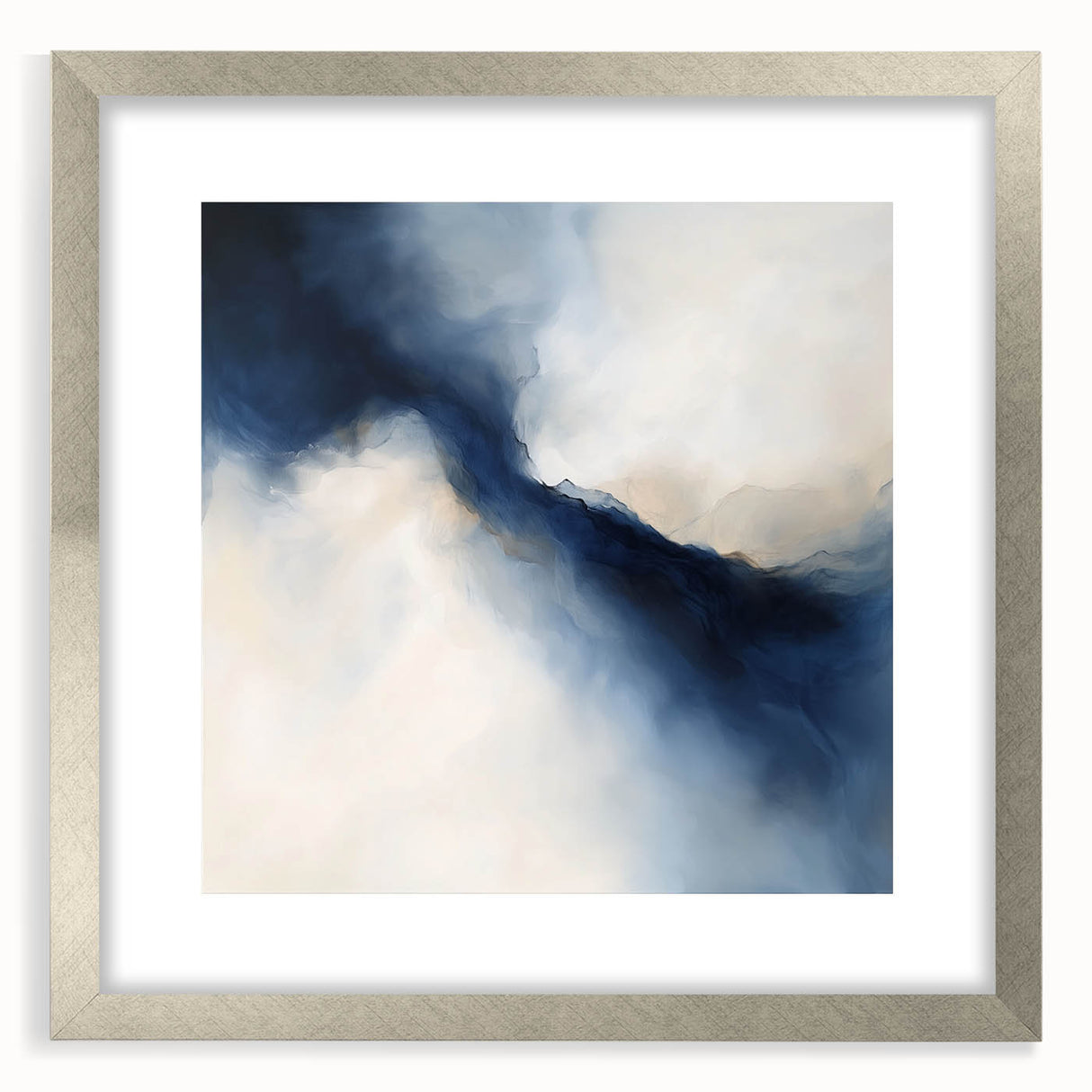 Modern Abstract Wall Art – Blue Beige Flow for Contemporary Decor