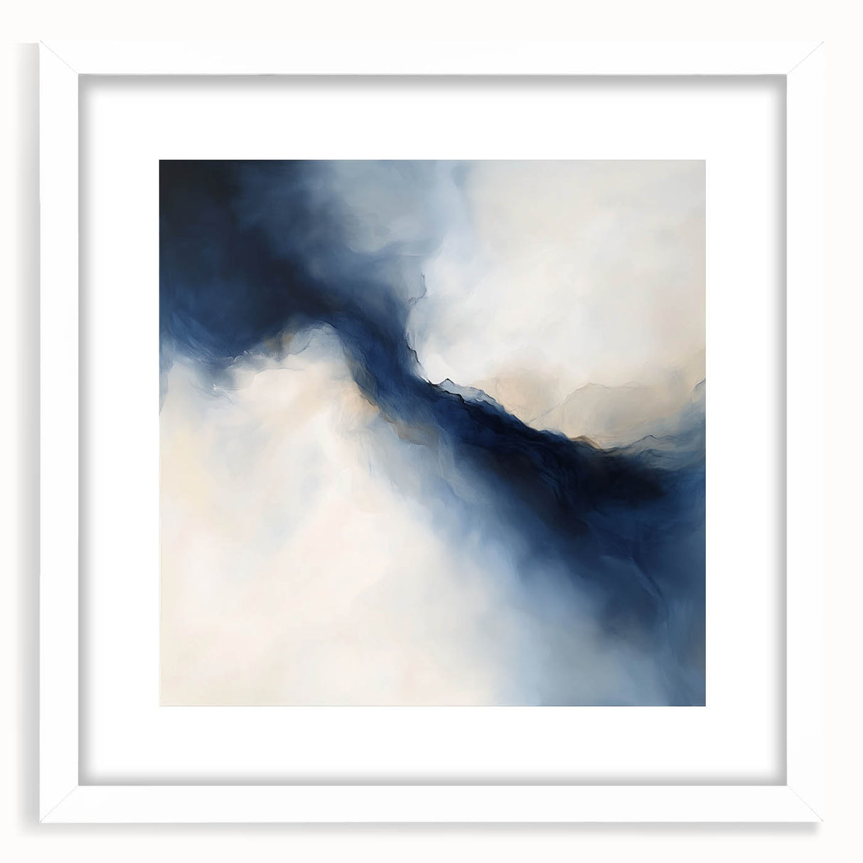 Modern Abstract Wall Art – Blue Beige Flow for Contemporary Decor