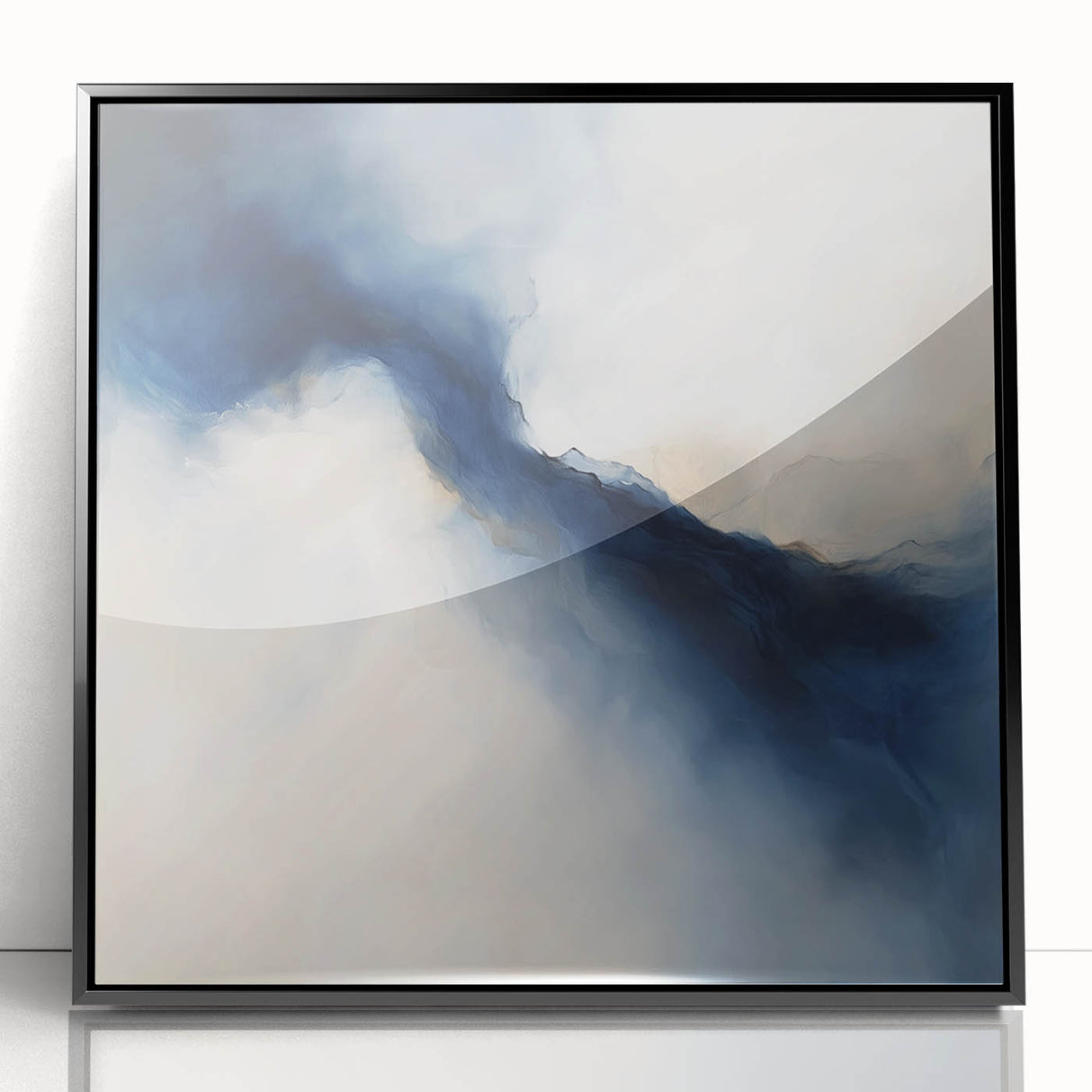 Modern Abstract Wall Art – Blue Beige Flow for Contemporary Decor