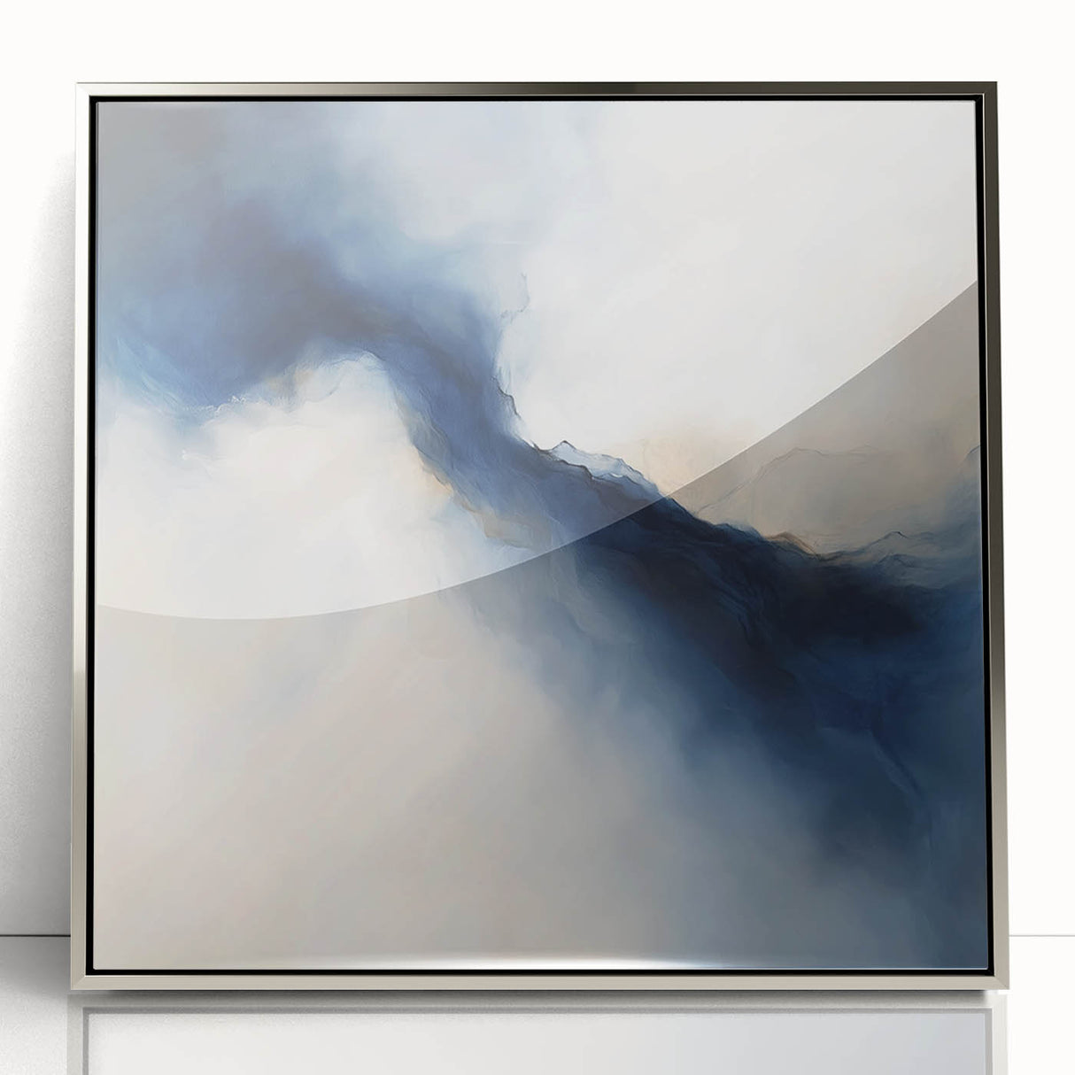 Modern Abstract Wall Art – Blue Beige Flow for Contemporary Decor