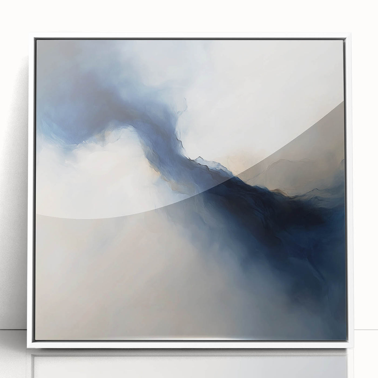 Modern Abstract Wall Art – Blue Beige Flow for Contemporary Decor