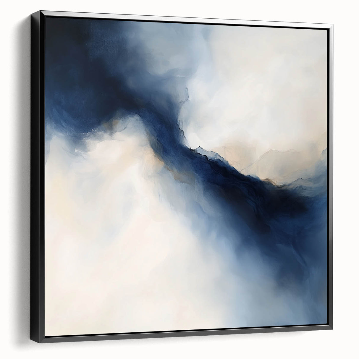 Modern Abstract Wall Art – Blue Beige Flow for Contemporary Decor