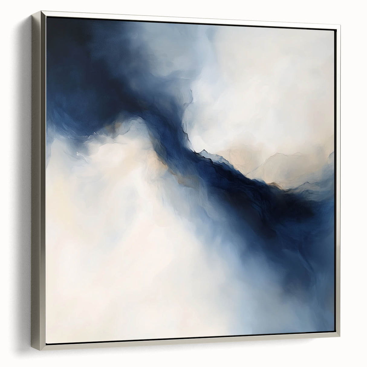 Modern Abstract Wall Art – Blue Beige Flow for Contemporary Decor