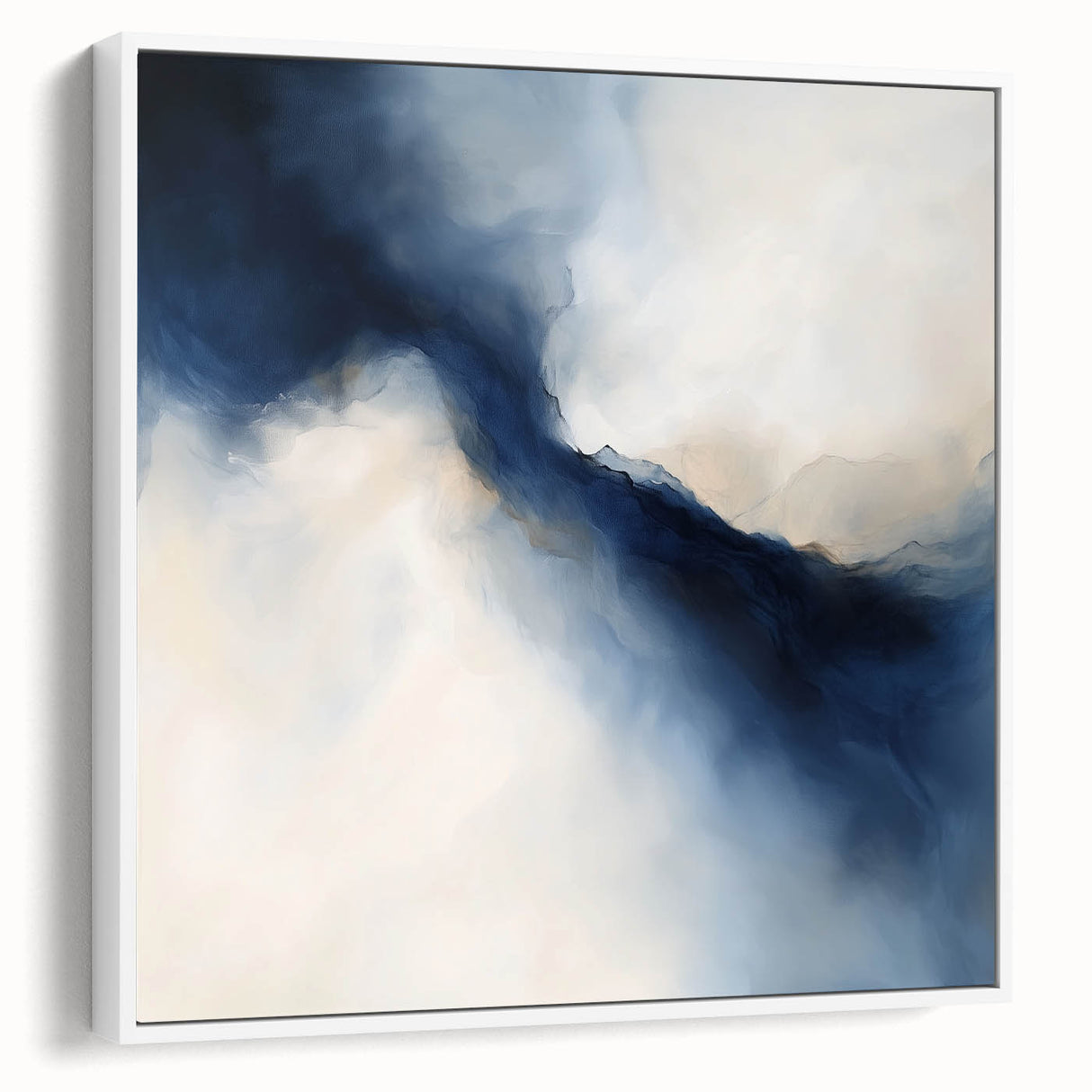 Modern Abstract Wall Art – Blue Beige Flow for Contemporary Decor