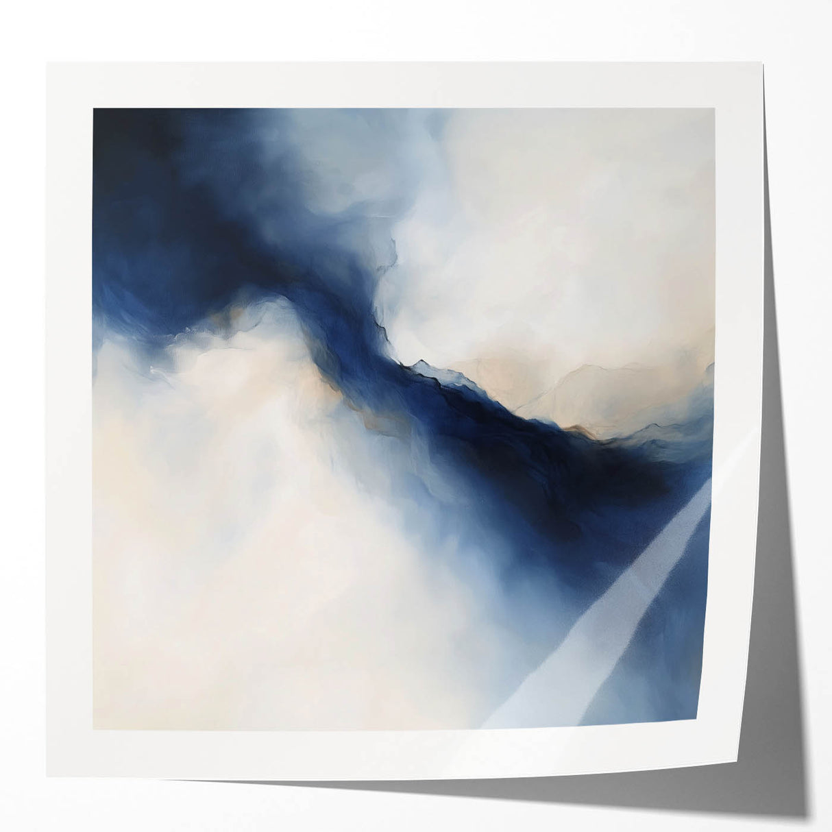 Modern Abstract Wall Art – Blue Beige Flow for Contemporary Decor