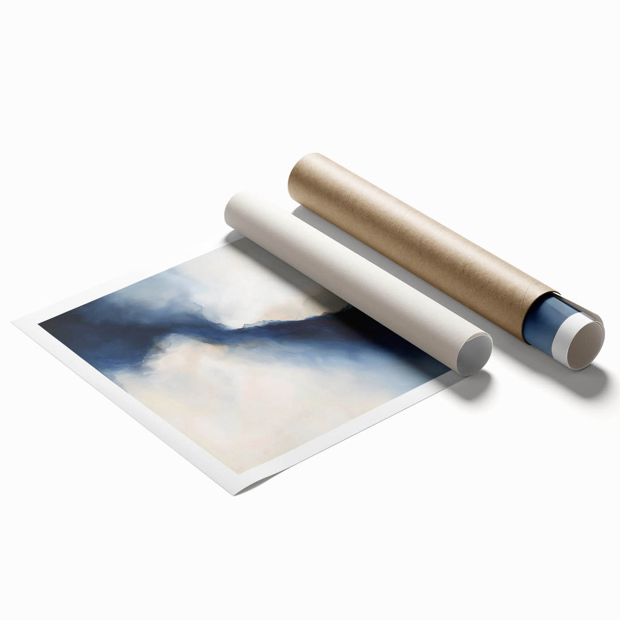 Modern Abstract Wall Art – Blue Beige Flow for Contemporary Decor