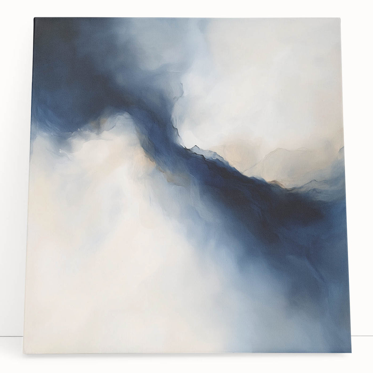 Modern Abstract Wall Art – Blue Beige Flow for Contemporary Decor