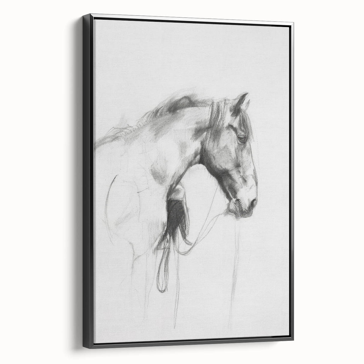 Framed canvas artwork featuring a vibrant animal design, showcasing intricate details in a black frame, ideal for home decor or office aesthetics.