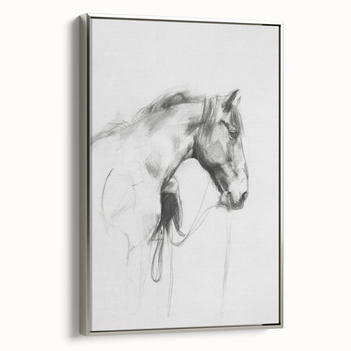 Framed canvas artwork featuring a detailed design of various animals in silver tones, showcased in a stylish side view, ideal for modern home decor.