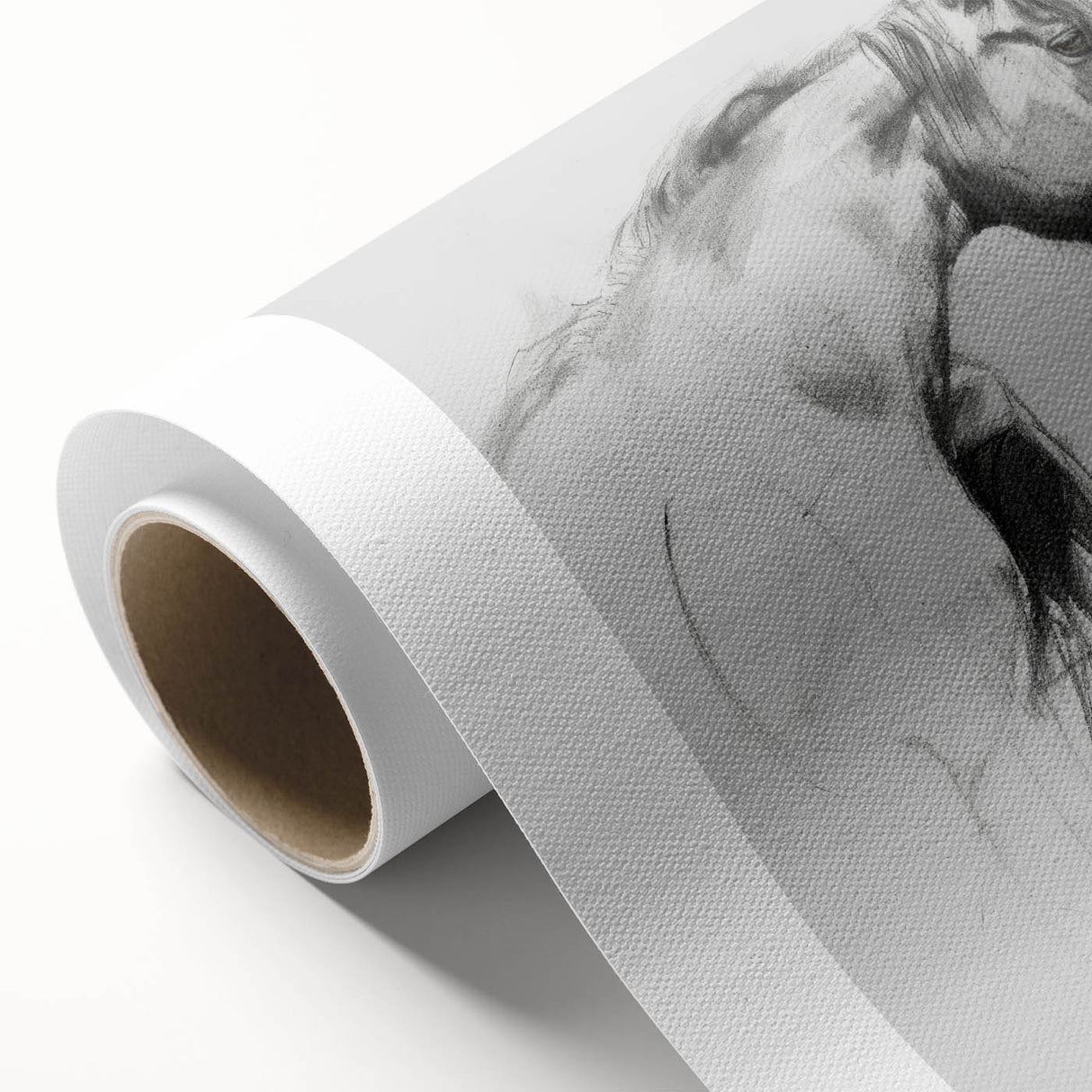 Rolled canvas print showcasing vibrant African animal designs with intricate details, featuring a textured surface and neatly packaged in a protective cardboard tube.