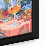 Extra large black wall art on canvas featuring colorful, textured food and drink motifs, ideal for living room decor.